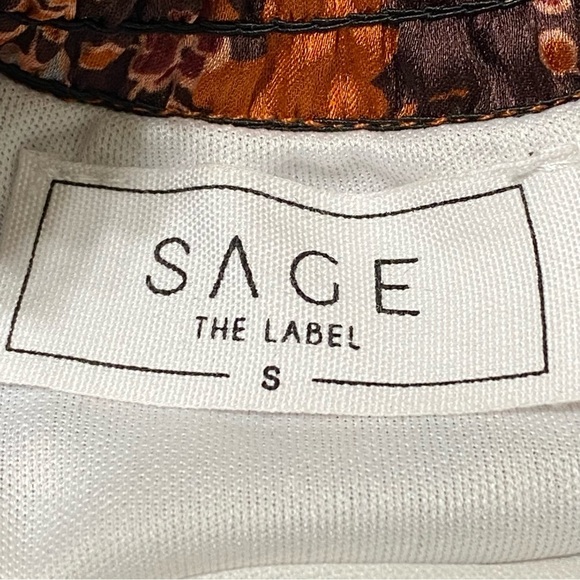 Sage The Label Boho Floral Tie Front Peasant Blouse Top Size Small - Picture 3 of 5